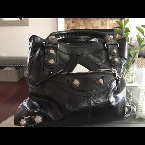 Balenciaga Black Chevre Leather Giant21 Gold Brief